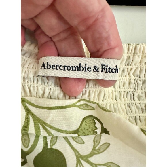 Abercrombie & Fitch Emerson Poplin Puffy Sleeve Midi Dress Moss Green Petite S - Picture 11 of 14